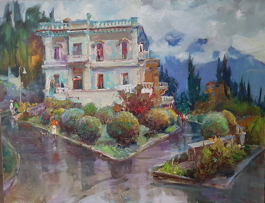  художник  Третьяков Роман, картина Дворец в Крыму. После дождя