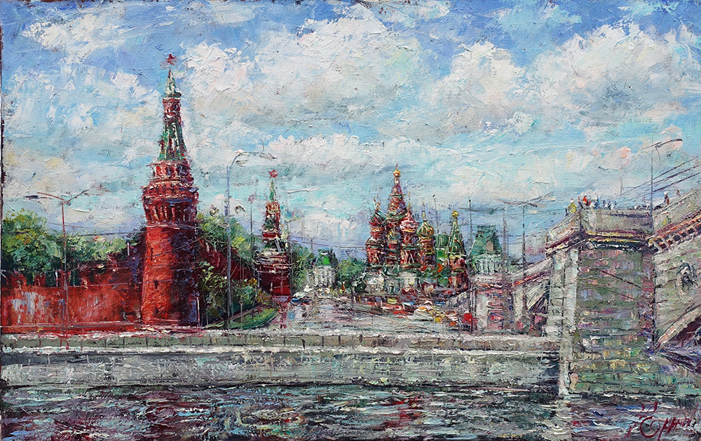  художник  Еникеев Юнис, картина Набережная Кремля