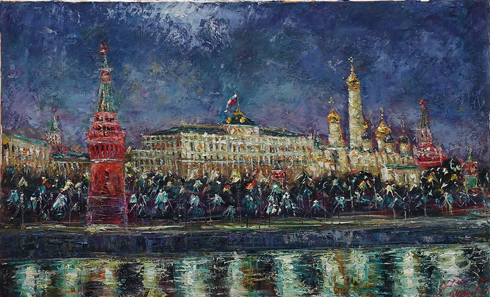  художник  Еникеев Юнис, картина Вечерняя набережная
