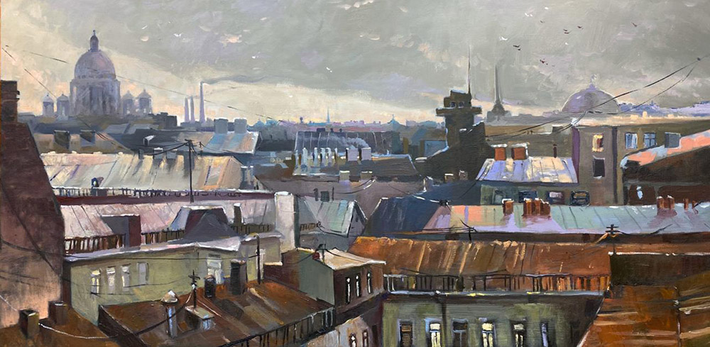  художник  Козлов Дмитрий, картина Питерские крыши