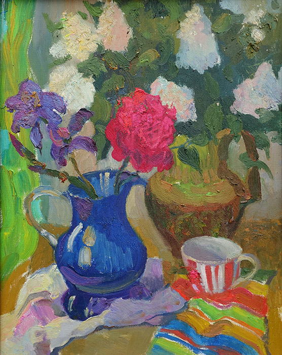  художник  Шубников Павел, картина Цветы в синем кувшине