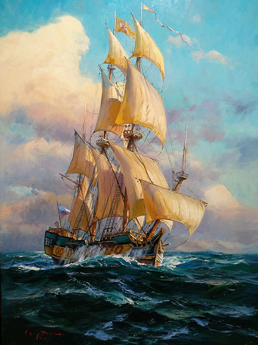  художник  Свиридов Сергей, картинапарусник на Черном море