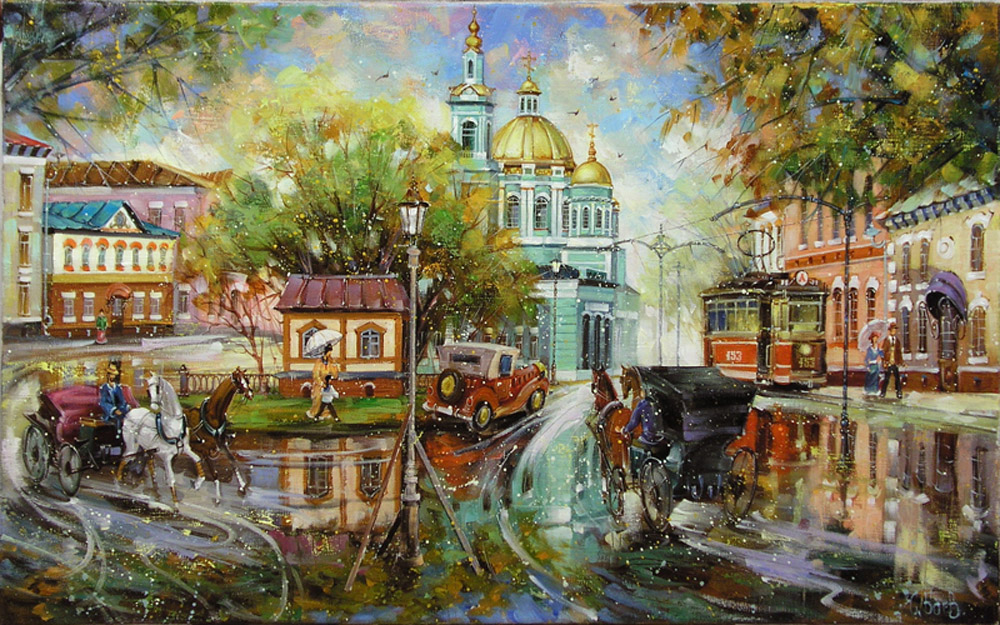  художник  Боев Сергей , картина Москва, Елоховка в начале века