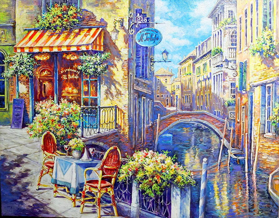  художник  Стрелков Александр, картина Венецианское кафе