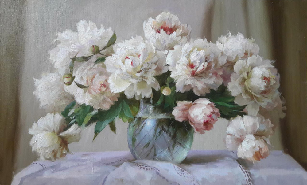  художник  Николаев Юрий, картинапионы - цветы любви