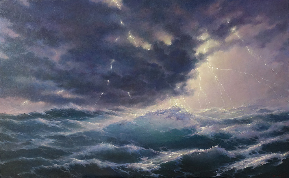  художник  Дмитриев Георгий, картина Гроза над морем