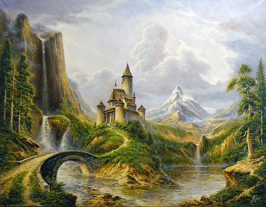  художник  Стрелков Александр, картина Замок в горах