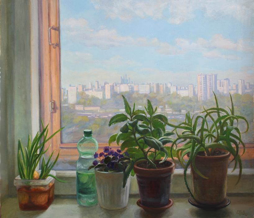  художник  Шумакова Елена, картина Из окна на карантине
