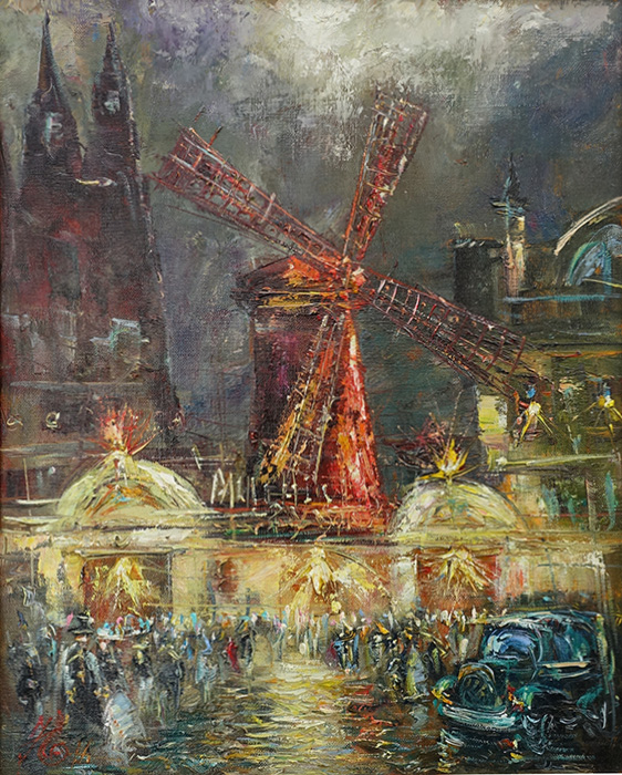  художник  Еникеев Юнис, картина Париж, Мулен-Руж