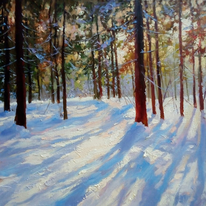  художник  Николаев Юрий, картина Зимний пейзаж