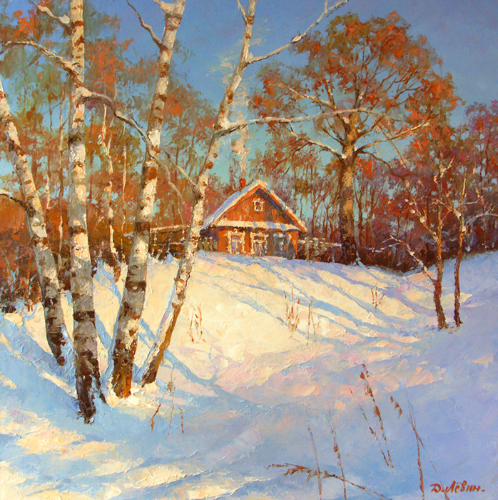  художник  Левин Дмитрий, картина Чудесный зимний день