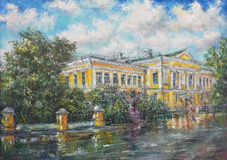  художник  Еникеев Юнис, картина Абрикосов переулок