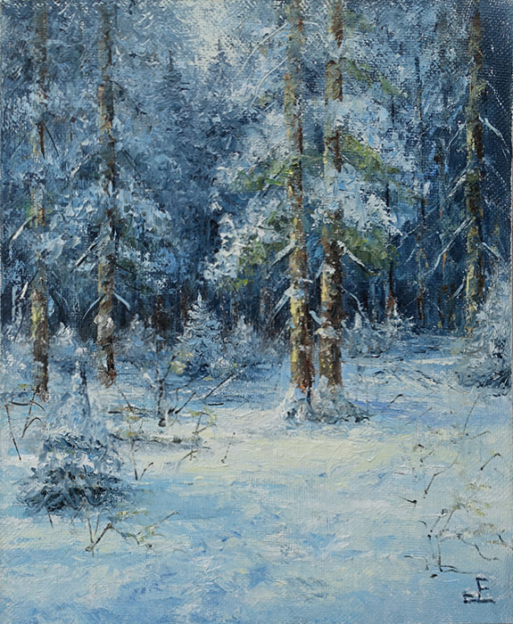  художник  Синев Евгений, картина Зимний лес