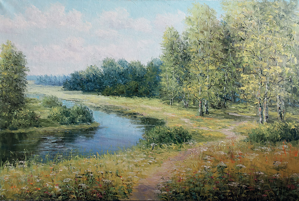  художник  Синев Евгений, картина Излучина реки