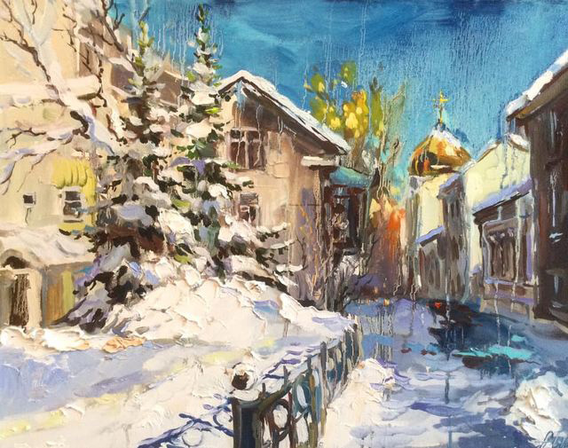  художник  Чарина Анна, картина После снегопада. Гагаринский переулок