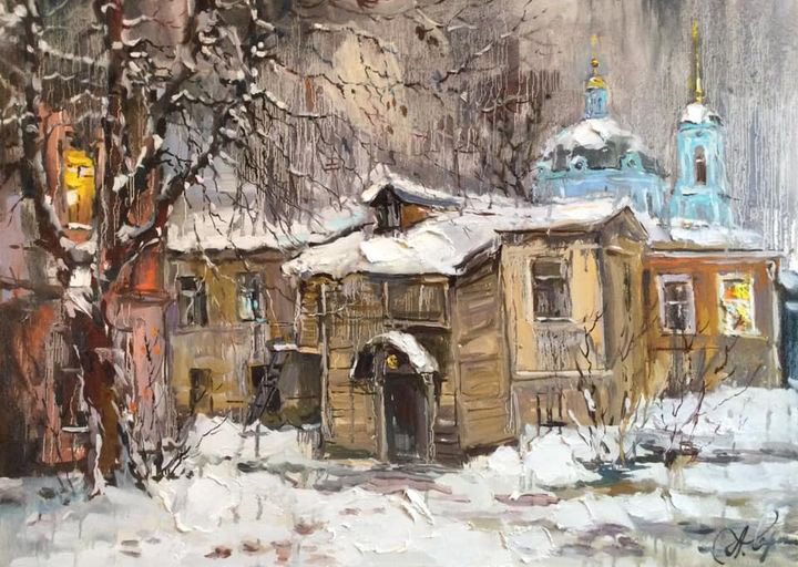  художник  Чарина Анна, картина Старый дом на Таганке. Ул. Солженицына