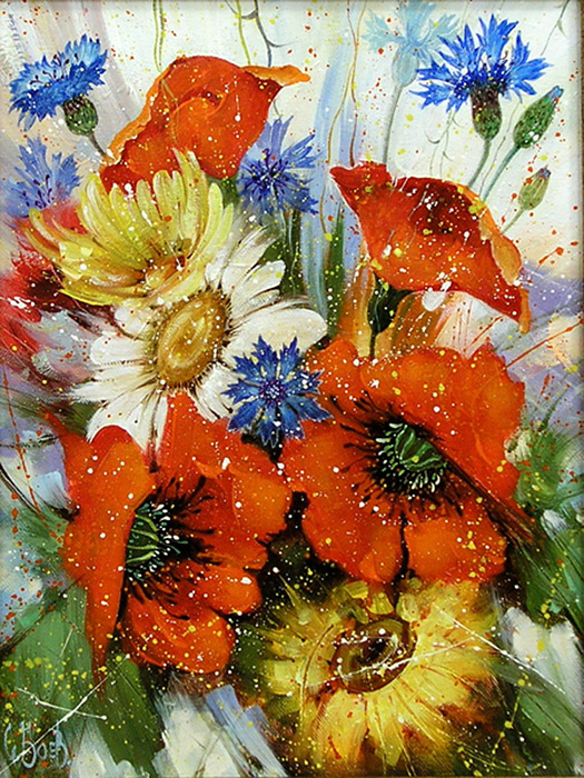  художник  Боев Сергей , картина Маки с васильками