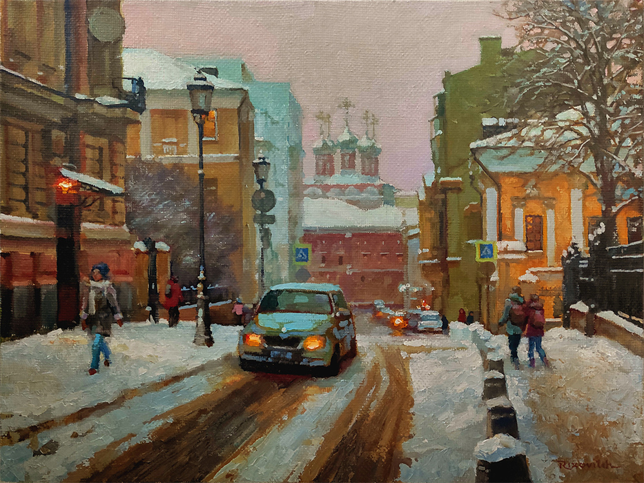  художник  Волков Сергей, картина Петровский переулок зимой
