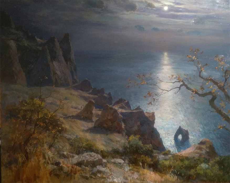  художник  Свиридов Сергей, картина Луна над Карадагом