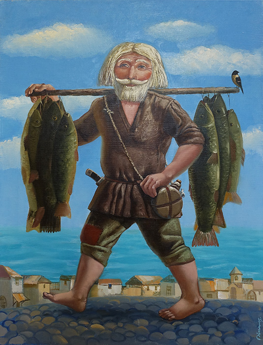  художник  Тедеев Дмитрий, картина Улачливый рыбак