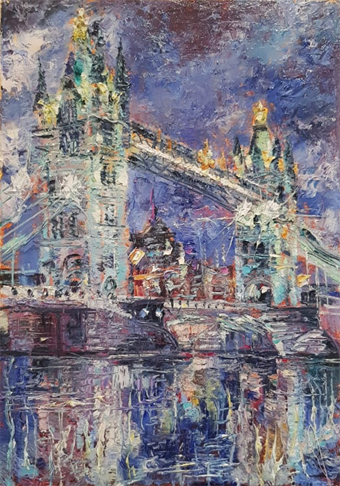  художник  Еникеев Юнис, картина Тауэрский мост в Лондоне