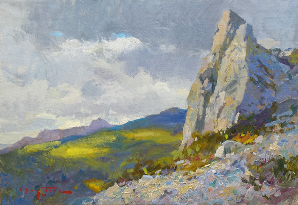  художник  Свиридов Сергей, картина На склонах горы  Кошка