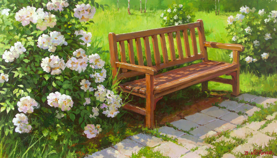  художник  Левина Виктория, картина В летнем саду