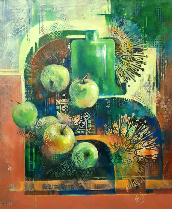  художник  Снежинская Жанна, картина Натюрморт с яблочками