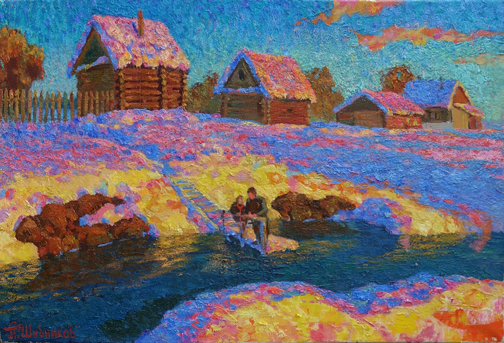  художник  Шубников Павел, картина Банька на Колокше