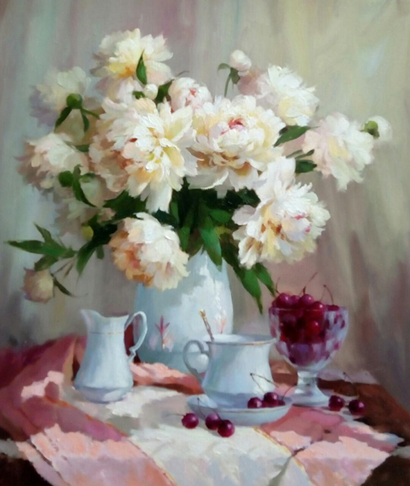  художник  Николаев Юрий, картина Утренний завтрак