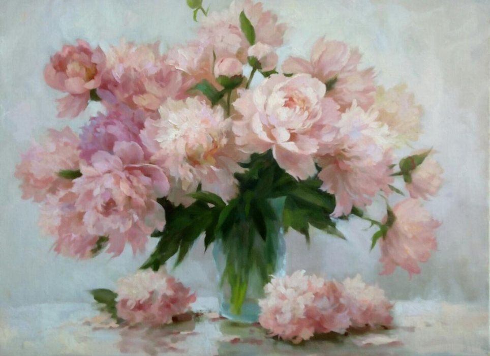  художник  Николаев Юрий, картина Розовые пионы