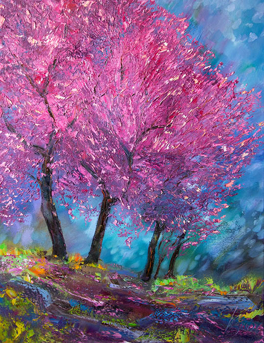 художник  Кравчук Влад, картина Цветущие деревья