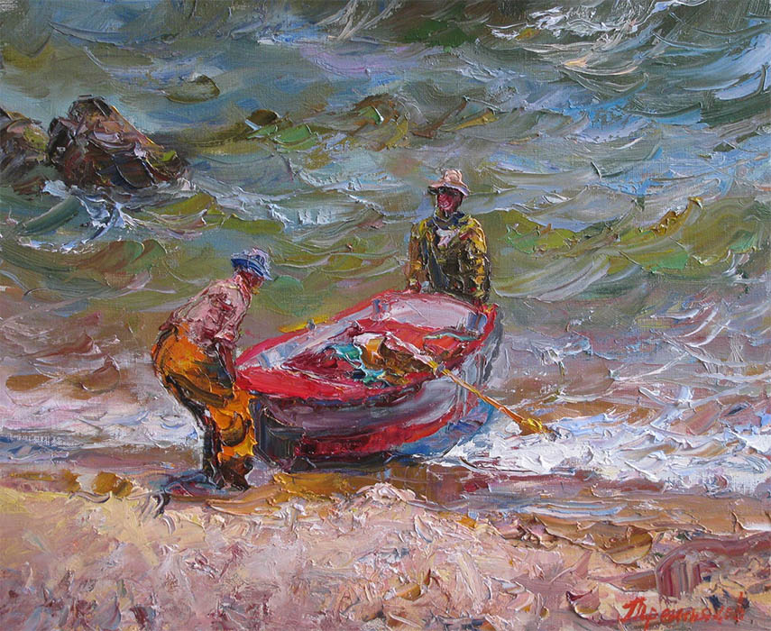  художник  Третьяков Роман, картина Рыбаки на Азовском  море