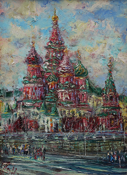  художник  Еникеев Юнис, картина Москва, Кремль, Собор Василия Блаженного
