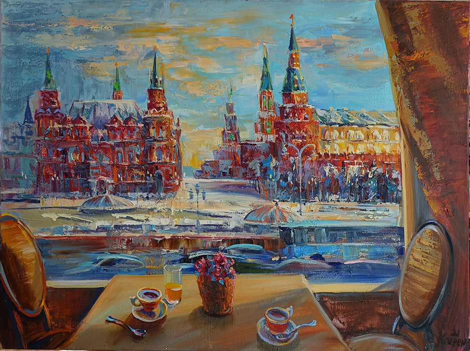  художник  Пеньковский Павел , картина Вид на Кремль из окна отеля Националь