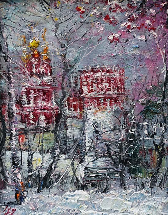  художник  Еникеев Юнис, картина Новодевичий монастырь