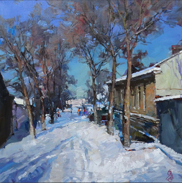  художник  Поздеев  Сергей, картина Февральский снег, Феодосия