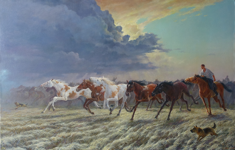 художник  Дмитриев Георгий, картинатабун лошадей