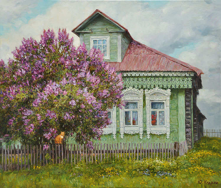 художник  Кудрин Юрий, картина Сирень у дома