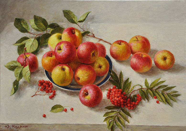  художник  Кудрин Юрий, картина Августовские яблоки