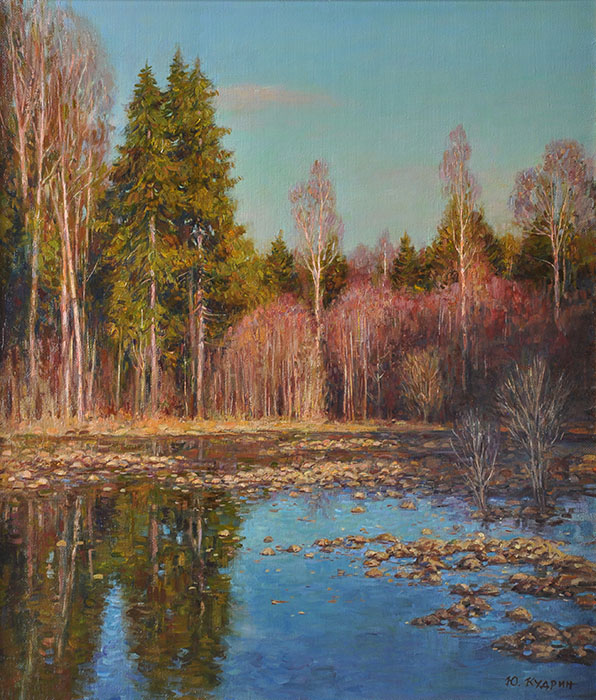  художник  Кудрин Юрий, картина Апрельская вода в лесу