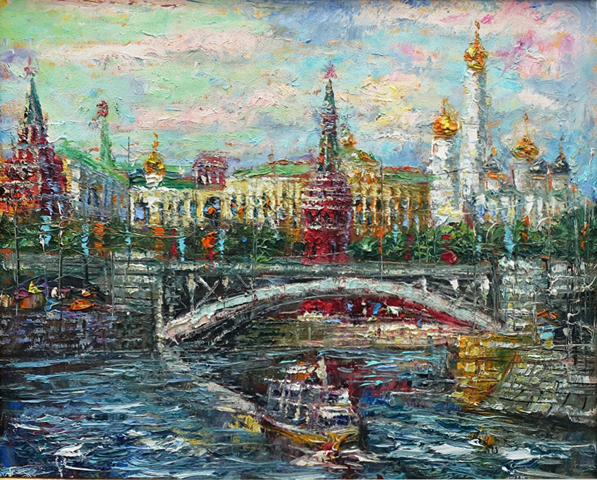  художник  Еникеев Юнис, картина Московский Кремль