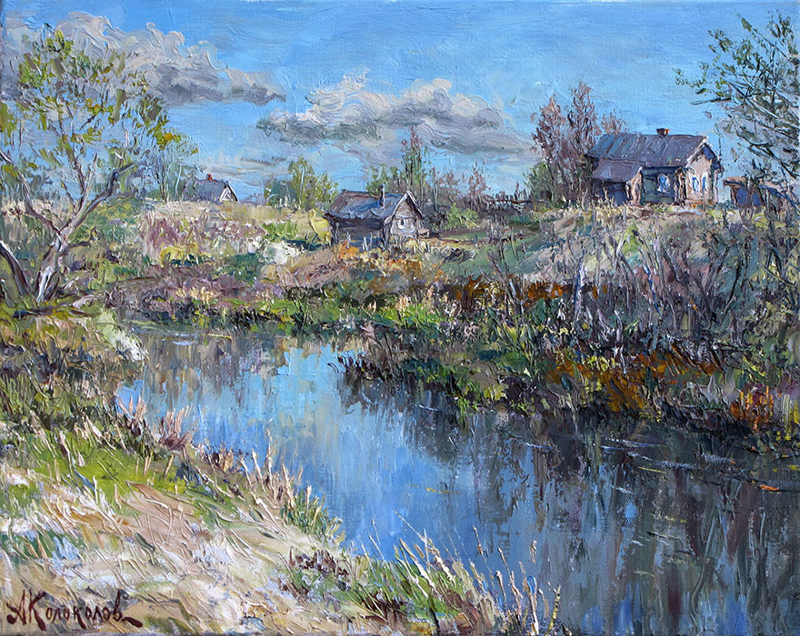  художник  Колоколов Антон, картина Весенняя речка