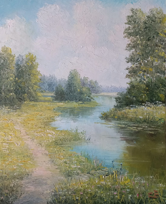  художник  Синев Евгений, картина Тропинка  вдоль пруда