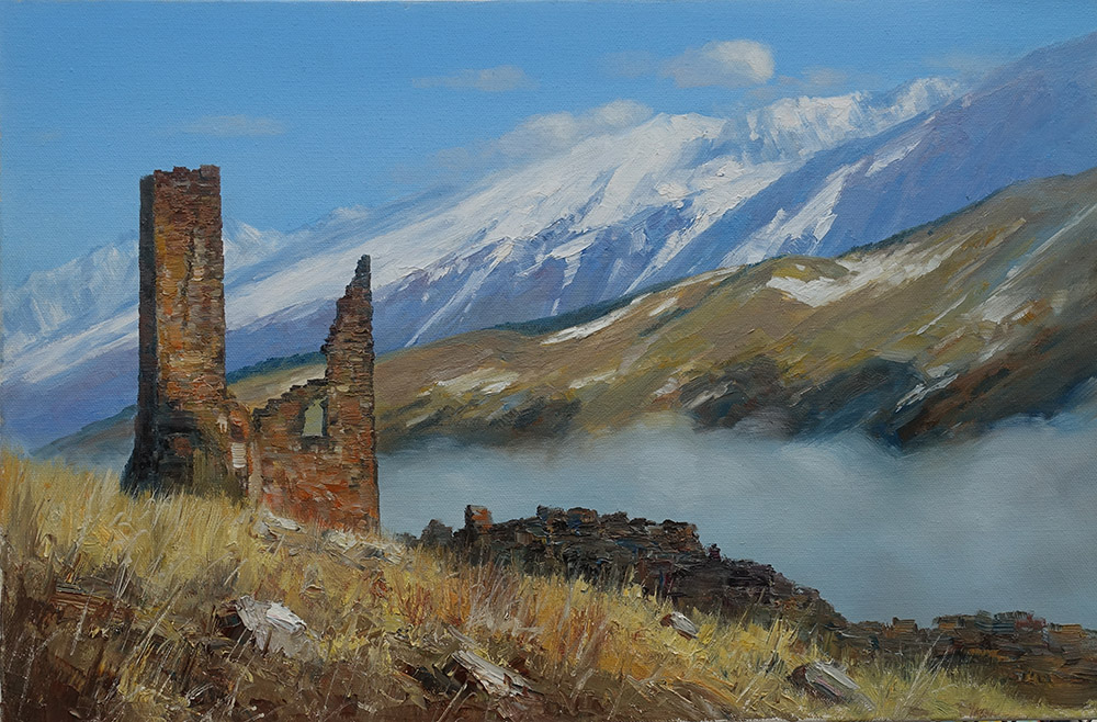  художник  Метинов Алтынбек, картина На Кавказе