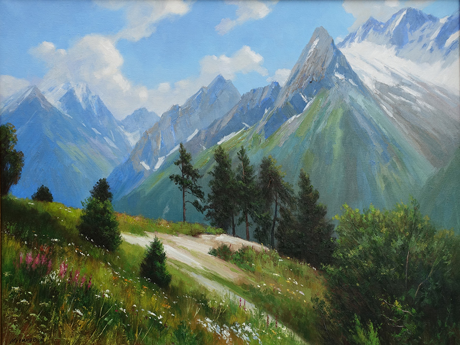  художник  Метинов Алтынбек, картина Кавказские горы