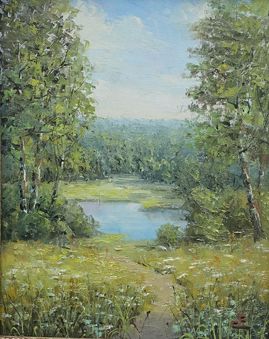  художник  Синев Евгений, картина Тропинка к озеру