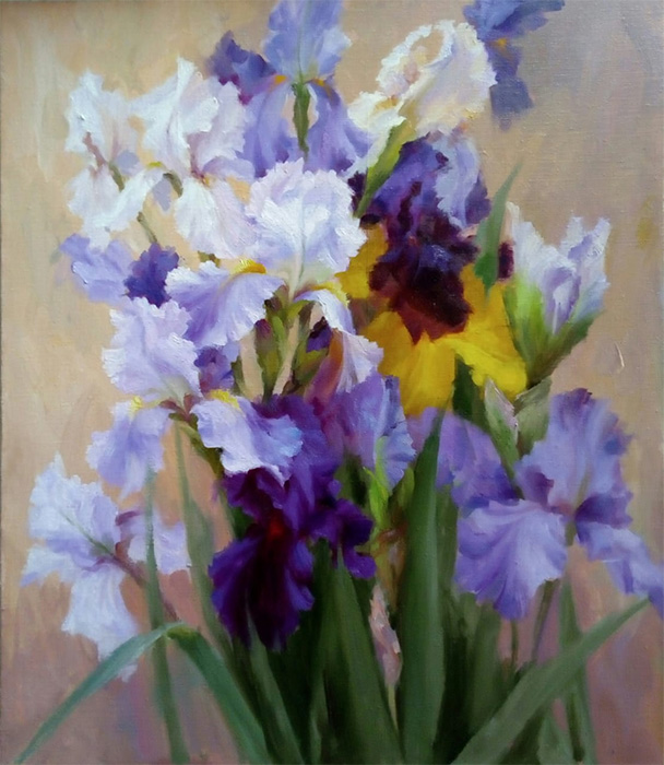  художник  Николаев Юрий, картина Ирисы. Любимые цветы