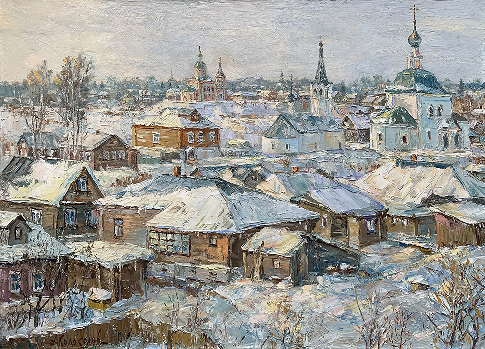  художник  Колоколов Антон, картина Зимнее утро  в  Суздале