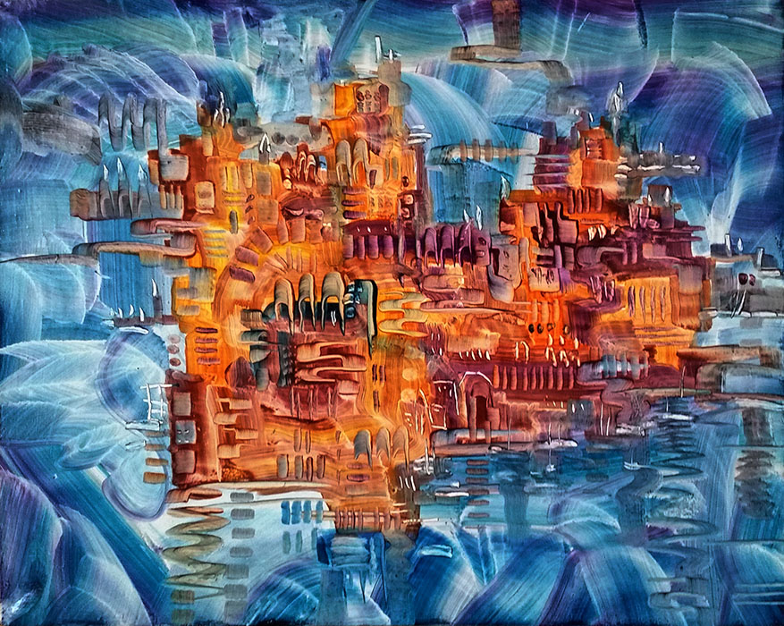  художник  Колоколов Антон, картина Морской город